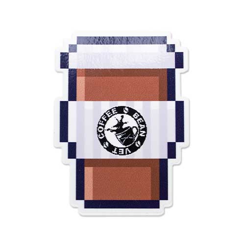 8-bit Paper Cup Logo Sticker - 4 Inch