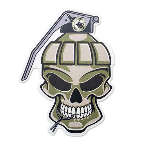 Skull Grenade Coffee Bean Vet Sticker - 4 Inch